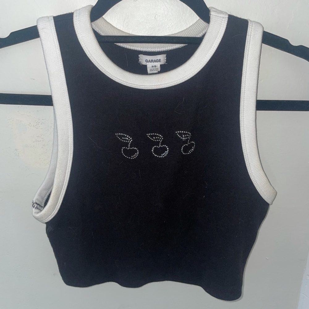 Scoop neck crop top with Bedazzled Cherries!!! Garage